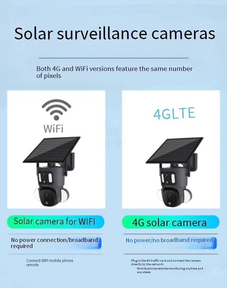 Telecamere di sicurezza Nessuna rete Nessuna elettricità 4G Basso consumo energetico Macchina solare a sfera Telecamera binoculare a doppia lente UBOX6 milioni di HD_voghion.com