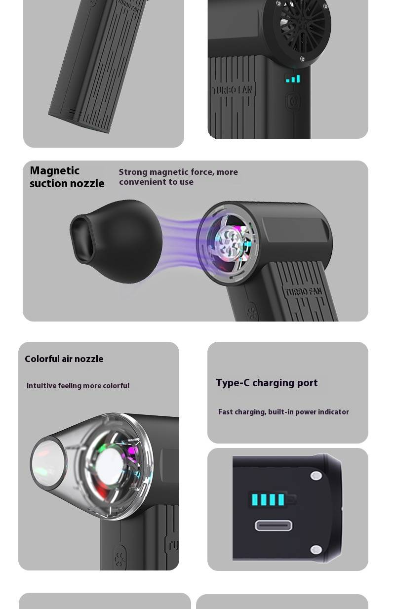 XU7 Turbo Blower Fan - 130.000 RPM hogesnelheids-, multifunctionele buitenblazer (LED-lamp, verstelbare sproeikop)_voghion.com
