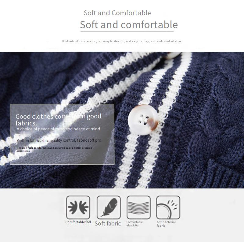 Baumwoll-Cardigan für Unisex-Kinder – Strickpullover mit Farbblockdesign (90–130 cm, 100 % Baumwolle, Sicherheitsklasse A, für Frühling/Herbst)_voghion.com