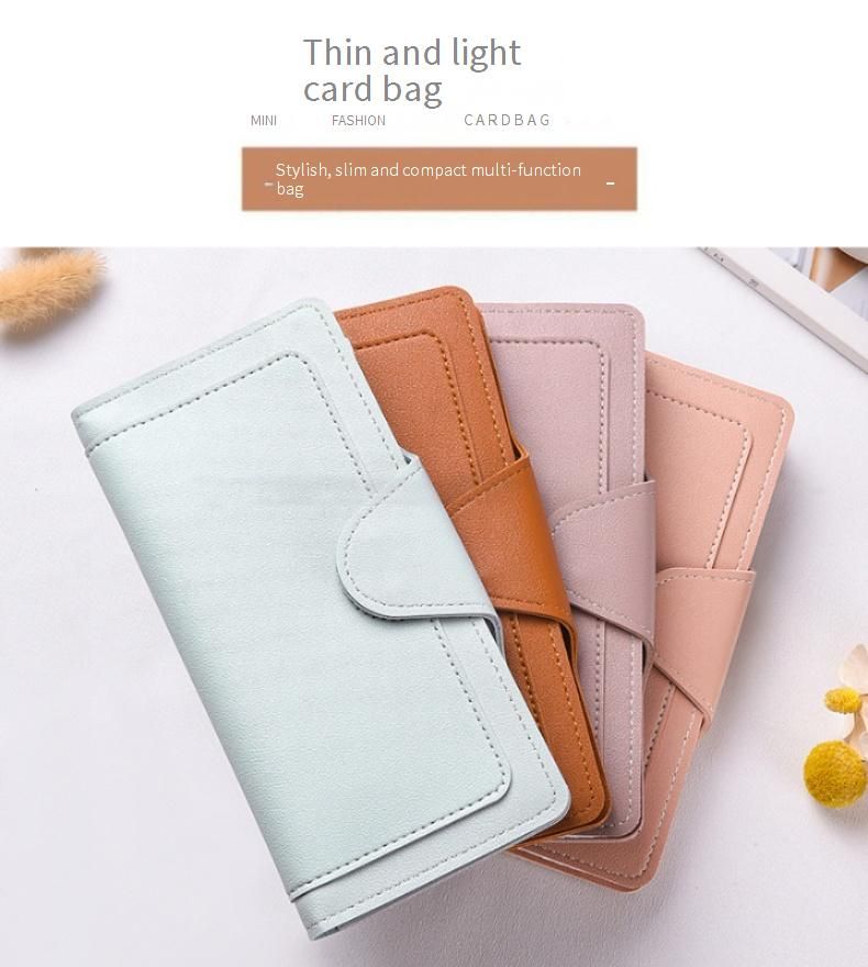 Portefeuille fin ENMEX pour femme avec plusieurs emplacements pour cartes et poche à monnaie – Organiseur de sac léger en PU pour vos essentiels du quotidien (noir, beige, rouge, bleu, violet)_voghion.com