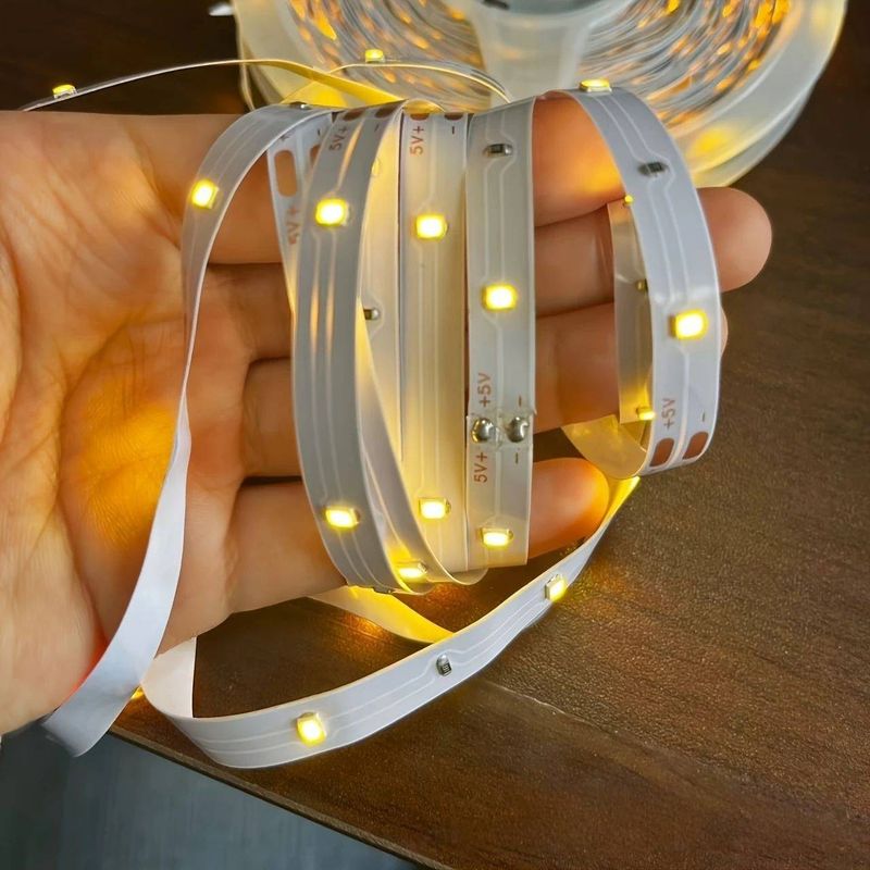 Tira de luces LED USB de 5 V, 2835 de alto brillo, flexible, para decoración del hogar (blanco cálido/blanco frío, no regulable)_voghion.com