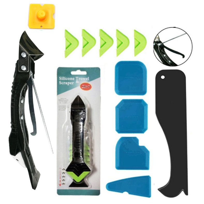 Professional 12-Piece Grout Tool Kit With 5-in-1 Metal Hook Blade, Angle Scraper & Plastic Spreaders – Perfect For Tile & Grout Work_voghion.com