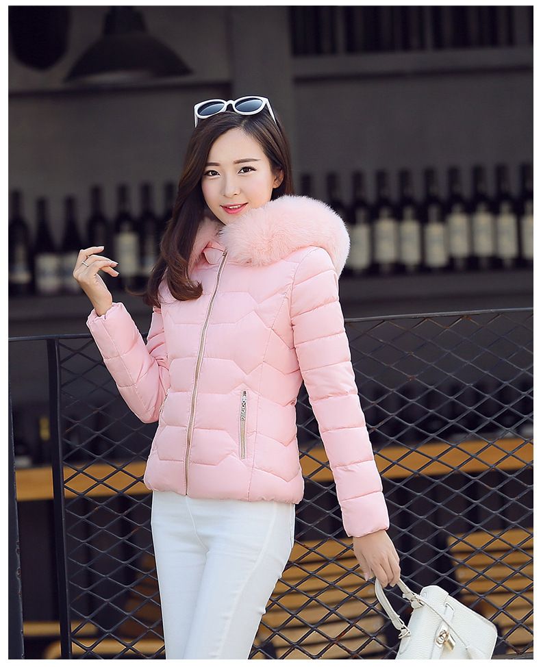 Women's Winter Short Puffer Jacket With Faux Fur Hood, Slim Fit Quilted Coat In 5 Colors (M-XXXL) – Sweet & Warm Korean Style_voghion.com