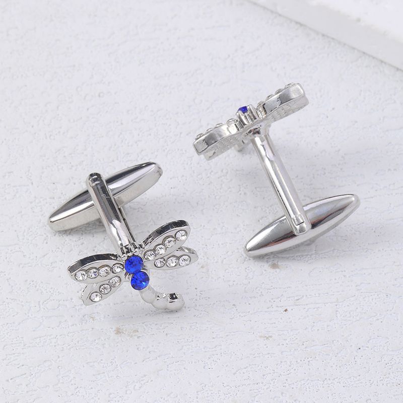 Neue diamant manschettenknöpfe exquisite blaue libelle mode frauen hemd manschette nägel kleidung zubehör_voghion.com