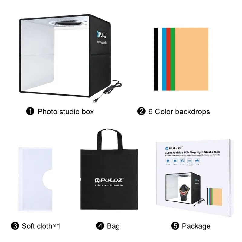 PULUZ 30 cm Boîte de studio photo pliable à LED Cube pour studio photo_voghion.com