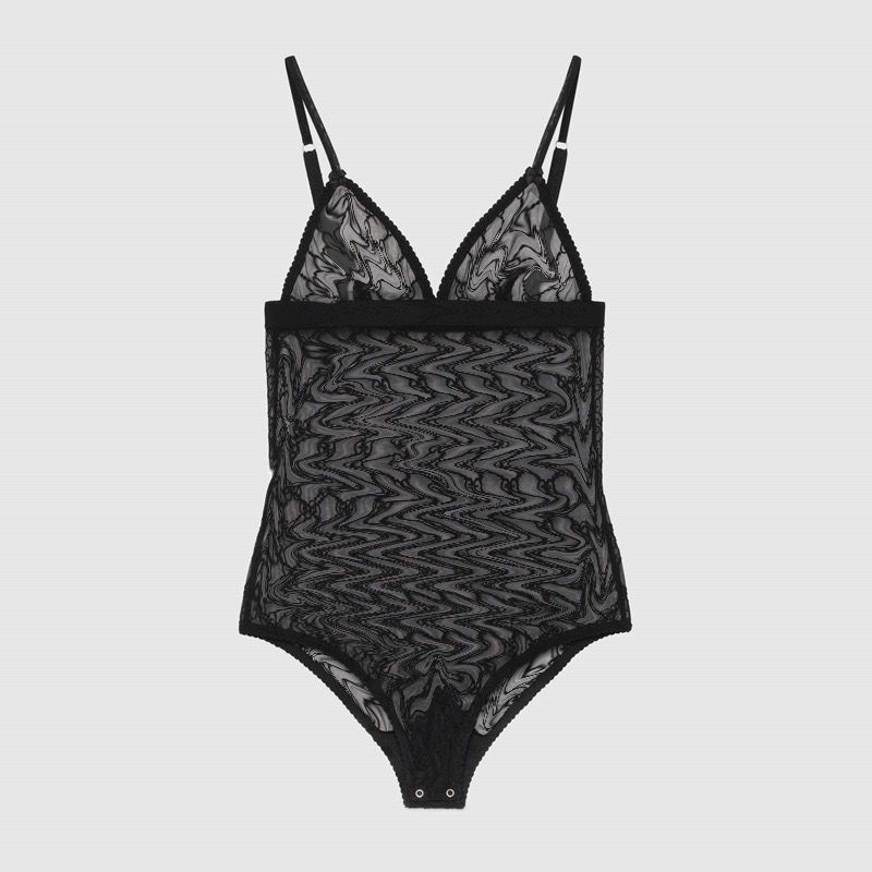 Maillot de bain une pièce sexy en dentelle transparente brodée avec lettre G, à porter dans les deux sens, pour femmes_voghion.com