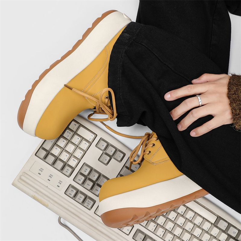 Nouvelles chaussures de printemps en cuir pour hommes, bottes Martin montantes rehaussantes pour hommes_voghion.com