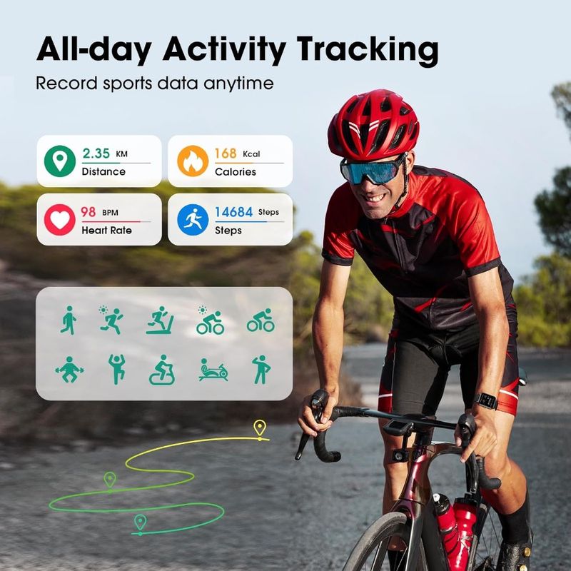 Smart Watch, keine App, kein Telefon erforderlich, 42 mm Smartwatch für Damen und Herren, Fitness-Tracker-Uhr mit Pulsmesser, Schlaf-Tracker, Pedo_voghion.com