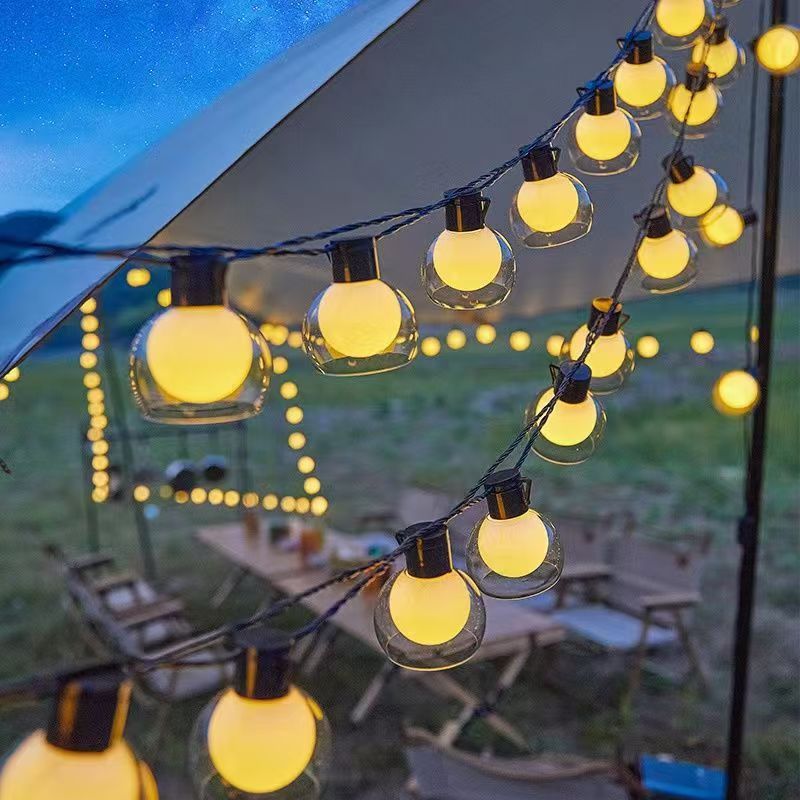 LED Bulb Outdoor Camping Canopy Solar String Wedding Night Market Stall Decoration Atmosphere Lights_voghion.com