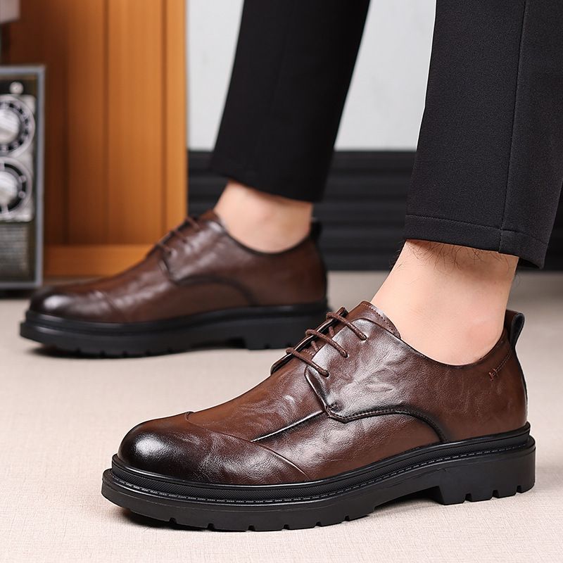 Adatto a tutte le stagioni, in pelle lavata a mano, per uomo, formale, autunnale, stile britannico, casual, da sposo, da sposa._voghion.com