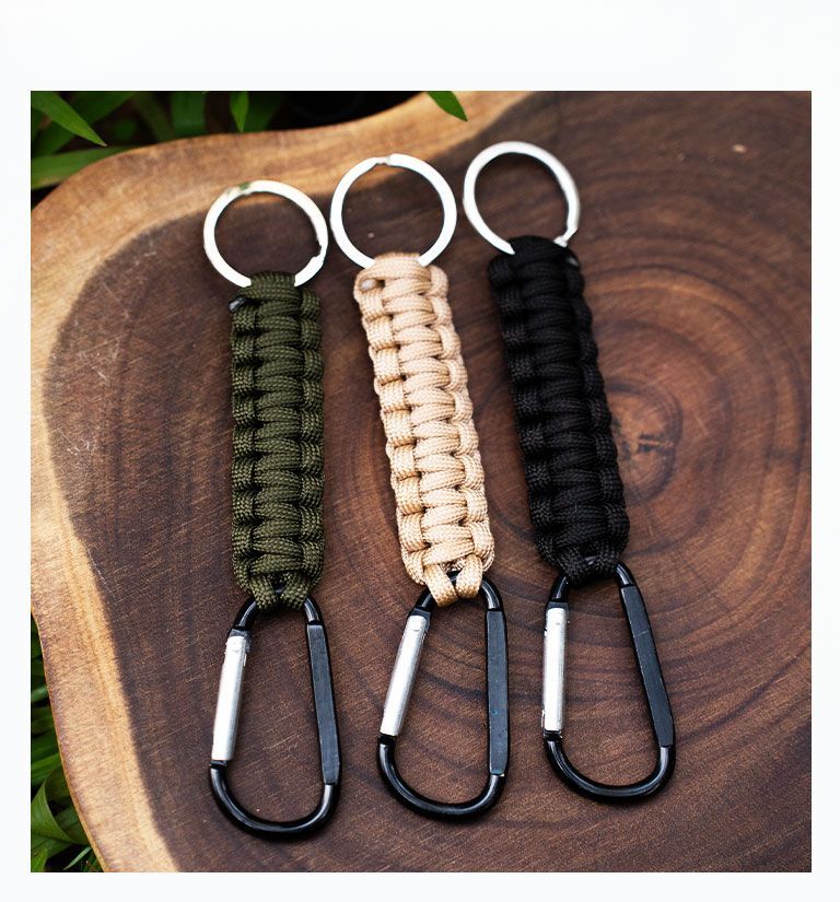 Survival Carabiner Seven-Core Paracord Handmade Keychain Outdoor Hiking Camping Picnic_voghion.com