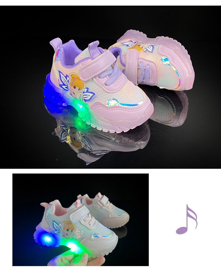 Scarpe per bambini con luci a LED, traspiranti, comode e sportive, primavera-autunno 2022, nuove per ragazze Elf_voghion.com