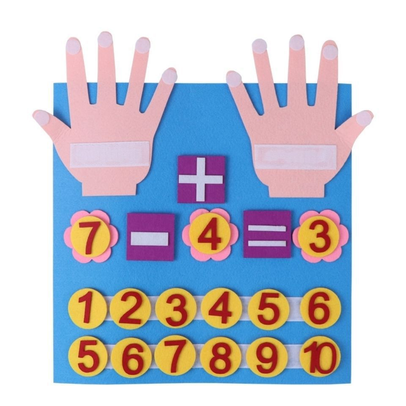 Matematică pentru grădiniță, distractivă - Jucărie de numărat numere cu degetele, din pâslă, materiale didactice_voghion.com
