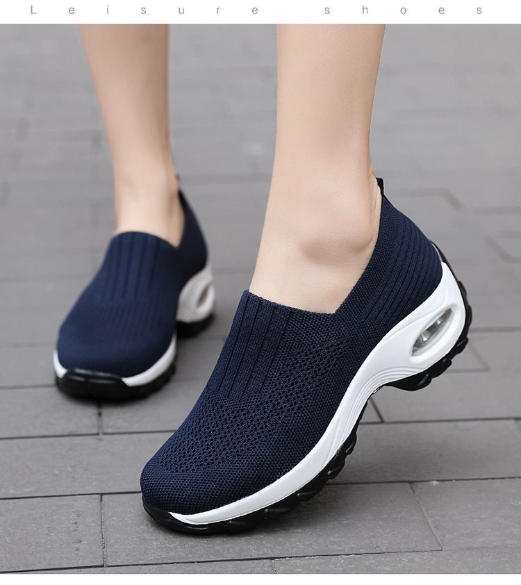 Zapatos cómodos para caminar para mujer: zapatillas sin cordones de malla transpirable con suela gruesa y acolchada para mujeres de mediana edad._voghion.com