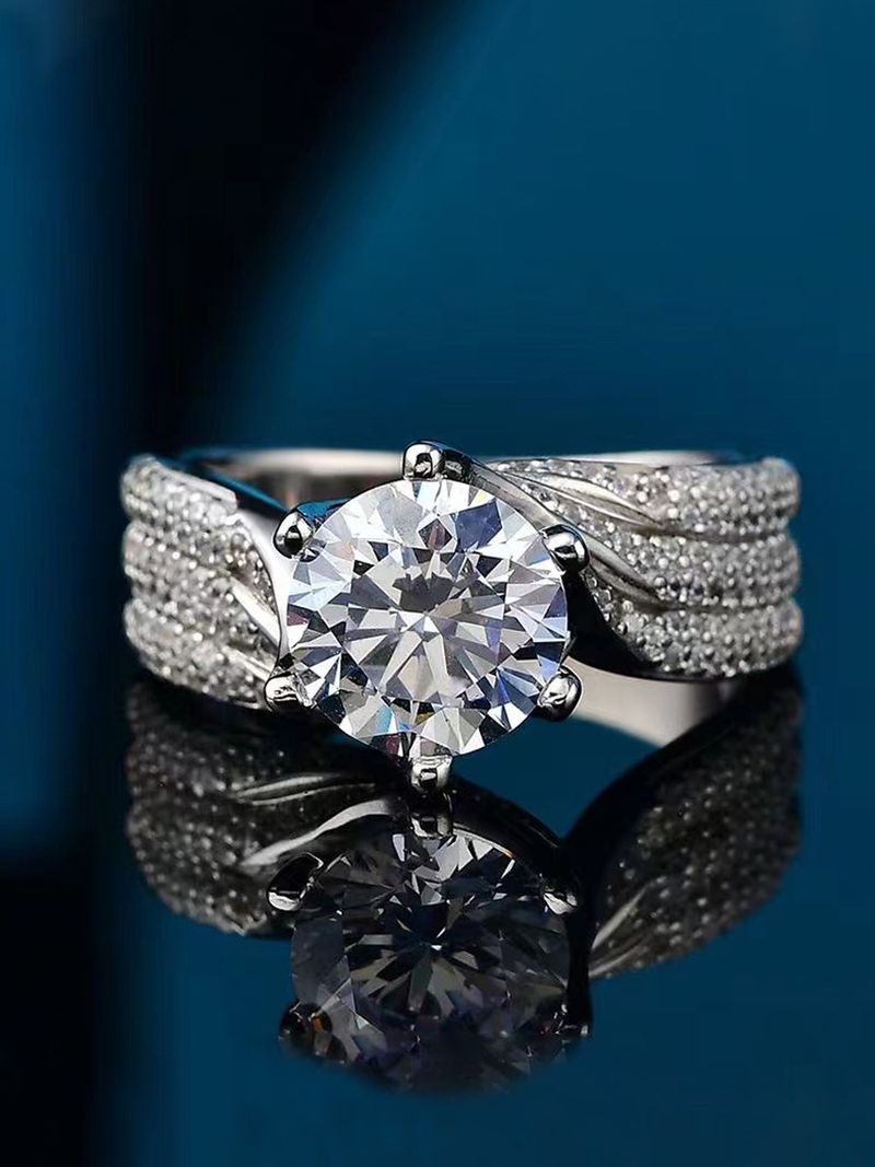 Hot Sales Moissanit Zirkon Verlobungsring fir Männer a Fraen - Klassesche Sechs-Krallen-Koppelring_voghion.com