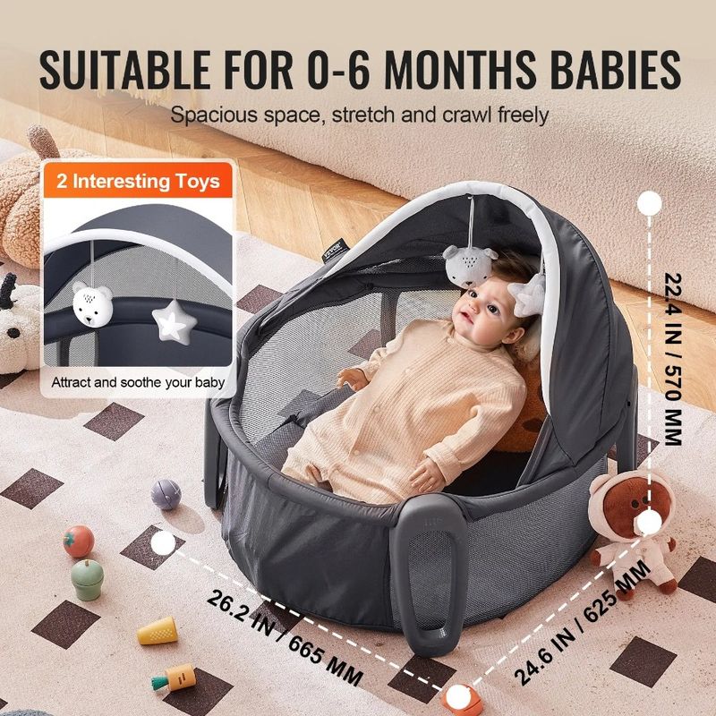 On-The-Go Bassinet Baby And Baby Toys Canopy With Folding Dome Portable_voghion.com