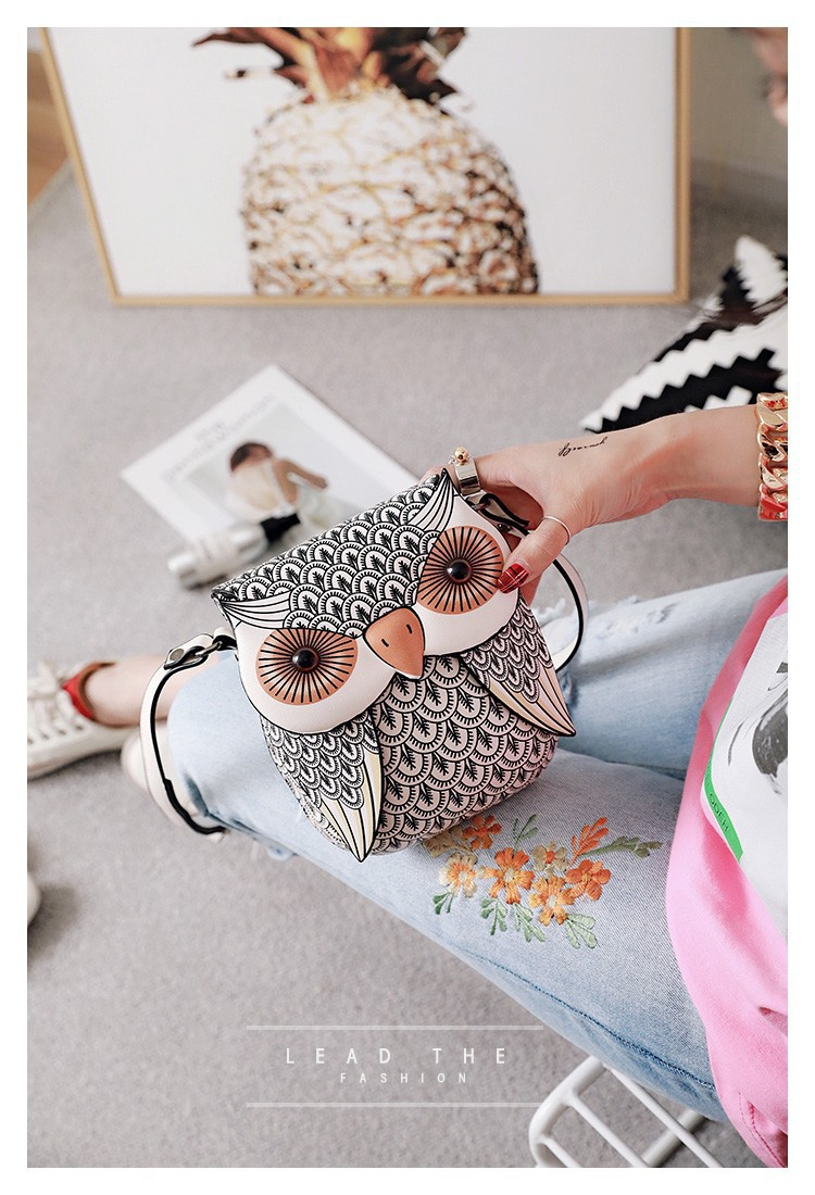 2023 Herfst/Winter Nieuwe Mode Kattentas Cartoon Uil Tas Eén Schouder Crossbody Tas Bedrukte Kleine Tas_voghion.com