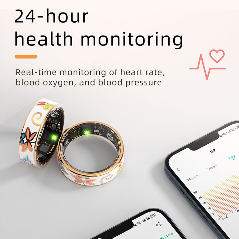 R18 Color Enamels Fashion Women Smart Ring Female Stainless Steel Intelligent Finger Ring Lady IP68 Waterproof Fitness Tracker_voghion.com