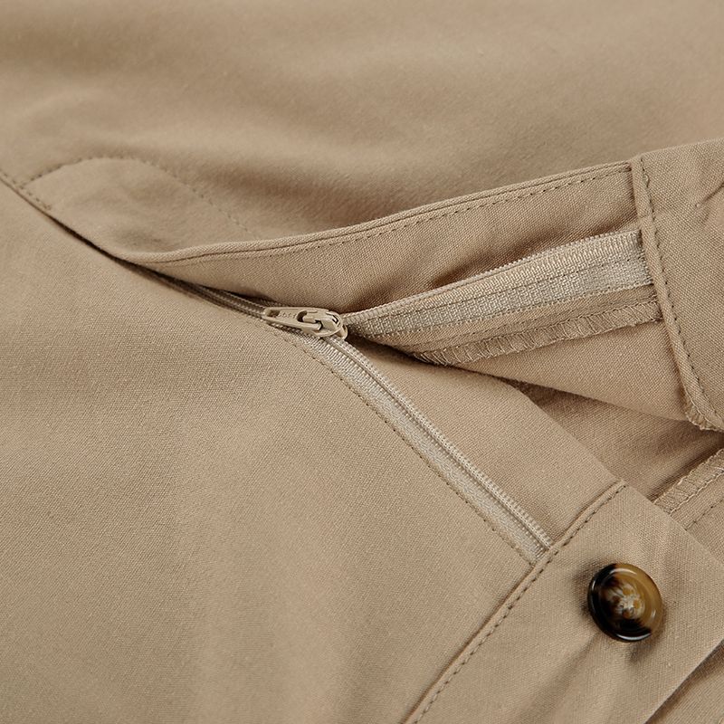 Gilet casual da pendolare da donna, pantaloncini senza maniche con scollo a V color kaki per donna_voghion.com