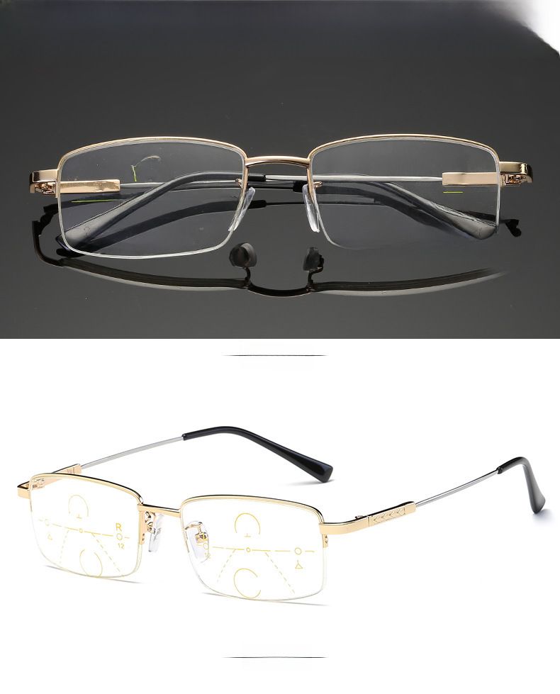 Memory Titanium Anti-Blue Light Presbyopia Glasses Men's Automatic Zoom Progressive Multifocal Far and Near Dual-purpose Presbyopia Glasses_voghion.com