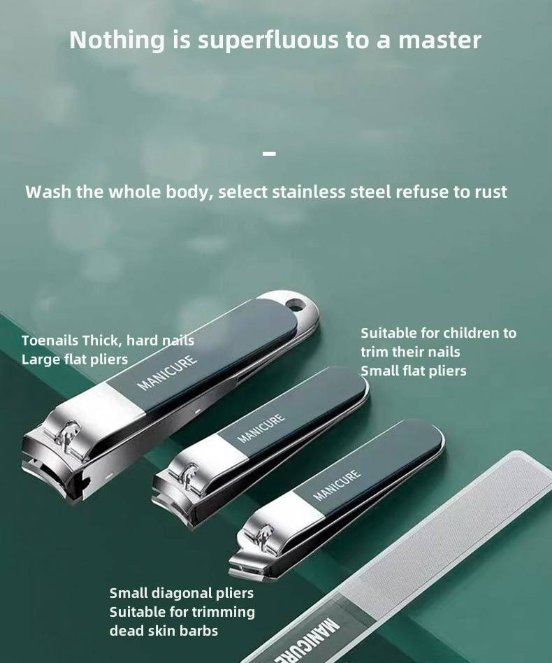 Nagelset aus Kohlenstoffstahl, praktische Glasnagelfeile für zu Hause, Ohrlöffel, Maniküre-Schönheitsnagelknipser, kleines Werkzeug_voghion.com
