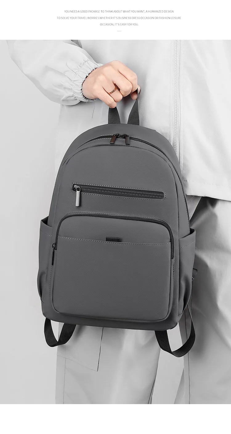 Mochila masculina de cor sólida com zíper, grande capacidade, multiuso, unissex, design moderno, negócios, casual, personalidade, viagem, tudo combina_voghion.com