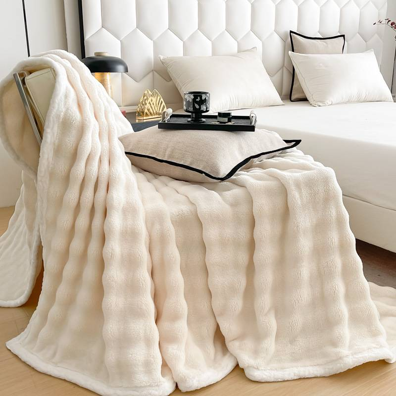 Autumn And Winter High Weight Bubble Bunny Flannel Blanket Air Conditioning Sofa Cover Blanket Gift Leisure Coral Fleece Small Blanket_voghion.com