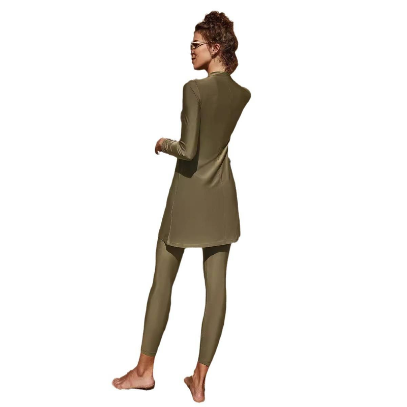 Women's Clothing Conservative Three Piece Swimsuit Large Size Long Sleeved Trousers Hat Full Cover Sunscreen Three Piece Swimsuit_voghion.com