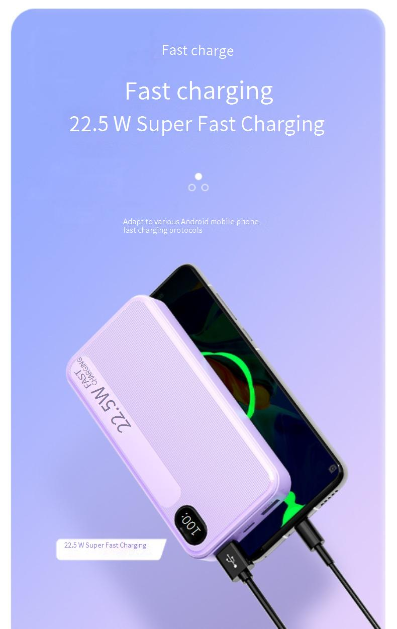 22,5W supersnel opladende powerbank van 20.000 mAh met PD20W bidirectionele snellading, draagbare oplader met hoge capaciteit voor iPhone, Android en meer_voghion.com