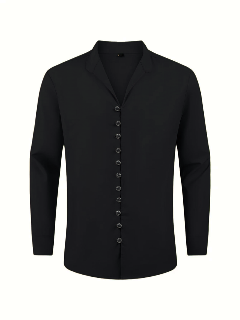 Camicia da uomo in lino di alta qualità - Collo alla coreana dalla vestibilità comoda, camicia traspirante con bottoni per primavera ed estate_voghion.com
