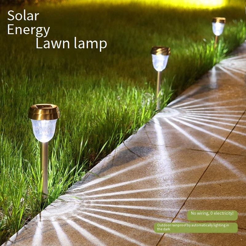 Solarbetriebene Gartenleuchten aus Edelstahl – Wasserdichte Außenwegbeleuchtung für Hof, Rasen und Terrasse (CE-zertifiziert, weißes Licht, 6–12 Stunden Laufzeit)_voghion.com