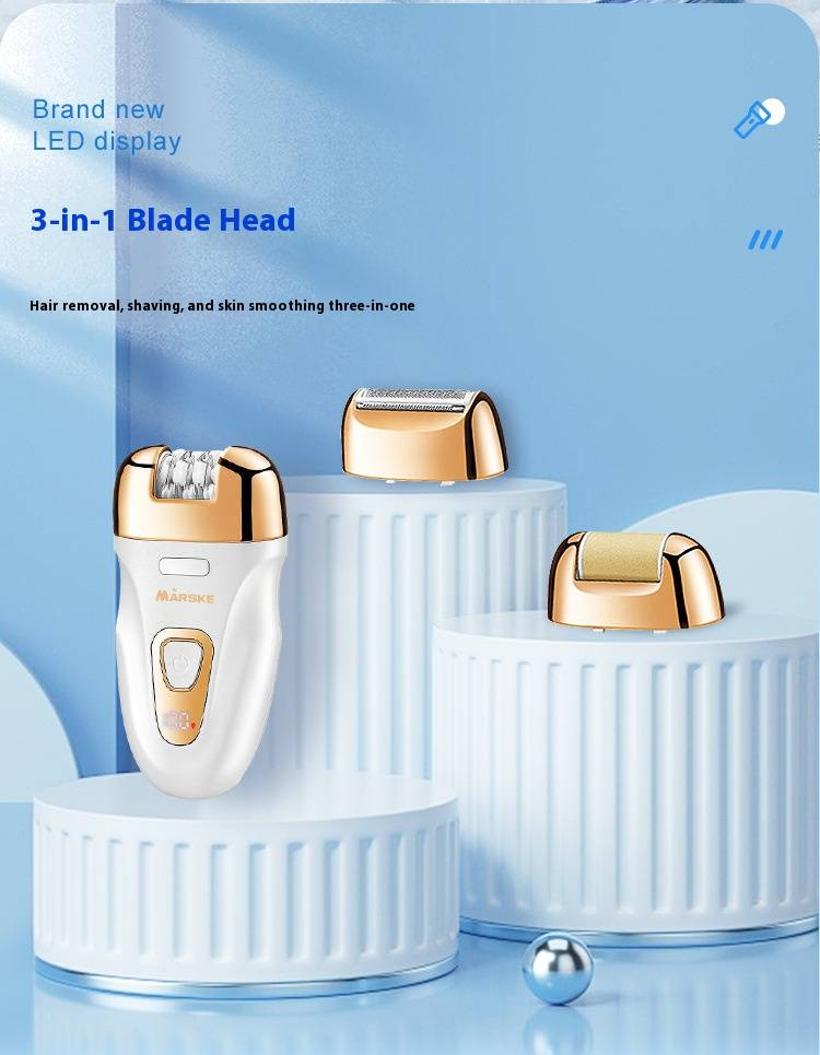MARSKE 3-in-1 Electric Hair Removal Device For Women - Painless Epilator, Foot File & Bikini Trimmer, USB Rechargeable, Waterproof_voghion.com