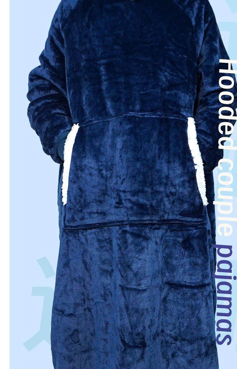 Extra-Long Fleece Snuggle Blanket With Pockets - 120cm/150cm TV Watching Robe For Couples & Families_voghion.com