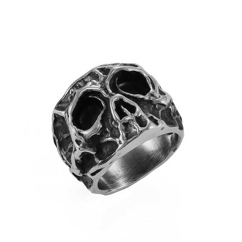 Rings Patterned Three Dimensional Skull Stainless Steel Ring Punk Ring Men's Titanium Steel Smooth Hip Hop_voghion.com