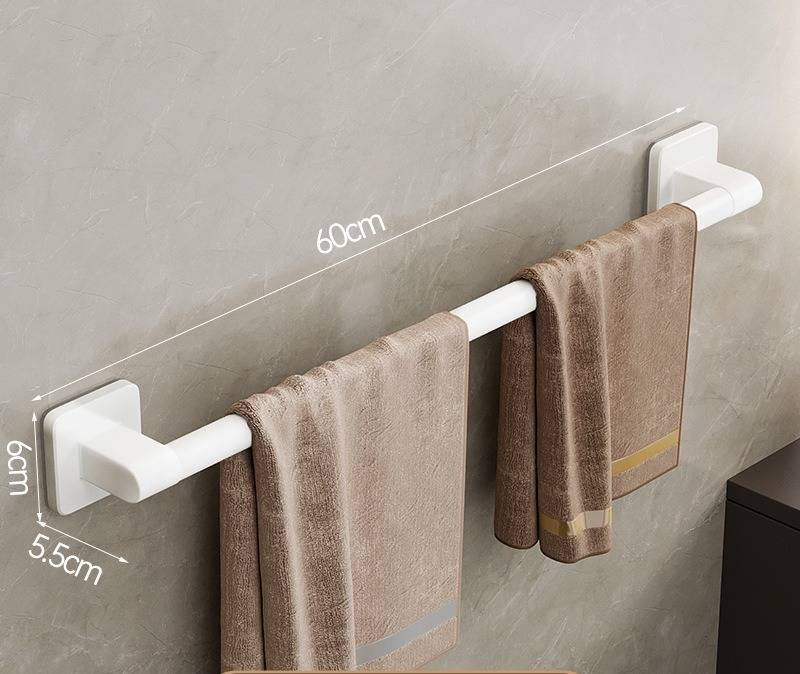 Ruimtebesparende handdoekhouder voor aan de muur, zonder boren, voor in de badkamer - roestbestendig aluminiumlegering, belastbaar tot 10 kg, strak grijs/wit_voghion.com