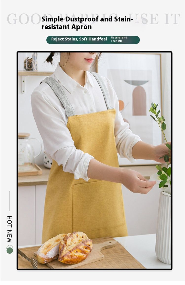 Küchenschürze mit Kreuzrücken und Taschen – Ölbeständiges Polyester, verstellbar, leuchtendes Gelb, elegantes Grau, zartes Blau, Mint_voghion.com