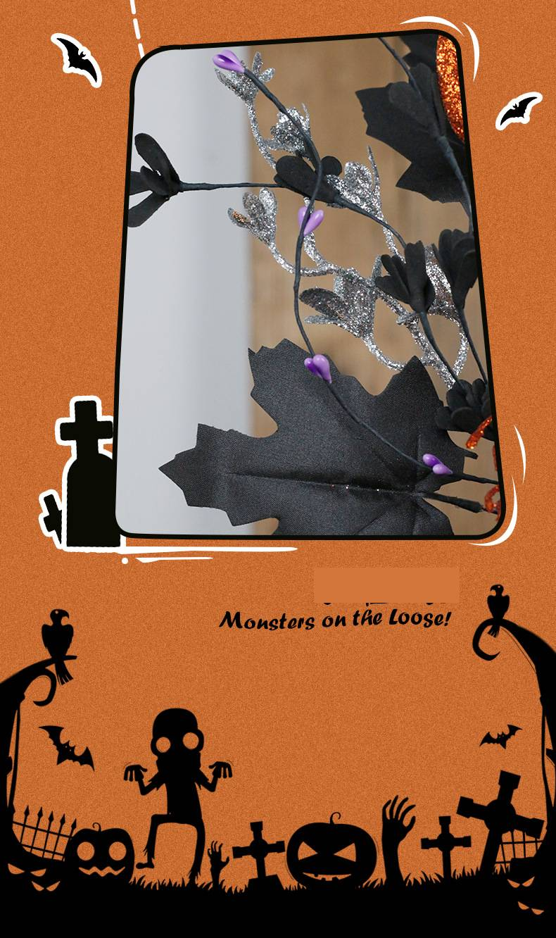 Décorations d'Halloween Ins Horreur Citrouille Feuille d'érable Globe oculaire Fleur Branche Boutures Décorations de fête à domicile_voghion.com
