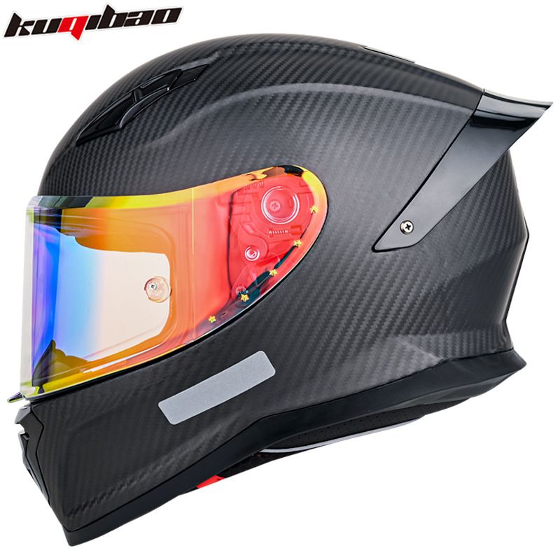 Casco de motocicleta de fibra de carbono KQIPOW: integral, tejido 3K/12K, con certificación DOT y 3C, ligero y de carreras para hombre y mujer._voghion.com