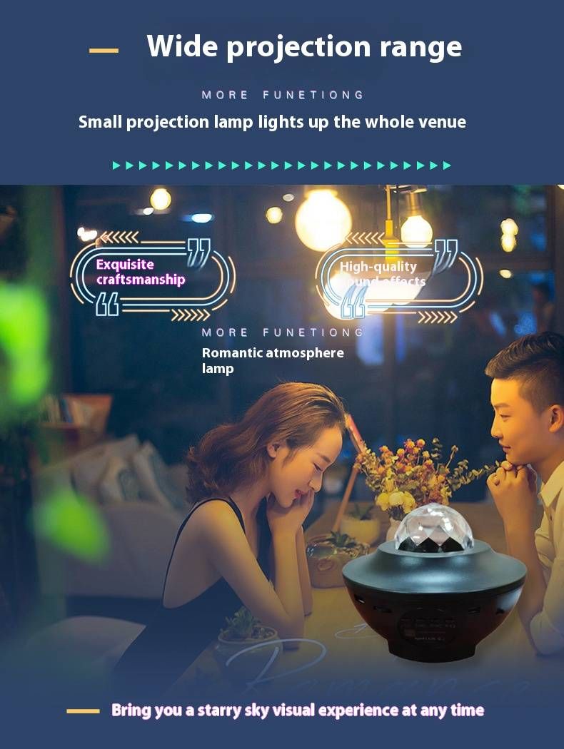 Water Ripple Aurora Projector - Mini Laser Starry Sky Night Light With Remote Control, Bluetooth Sync For Indoor/Outdoor Mood Lighting_voghion.com