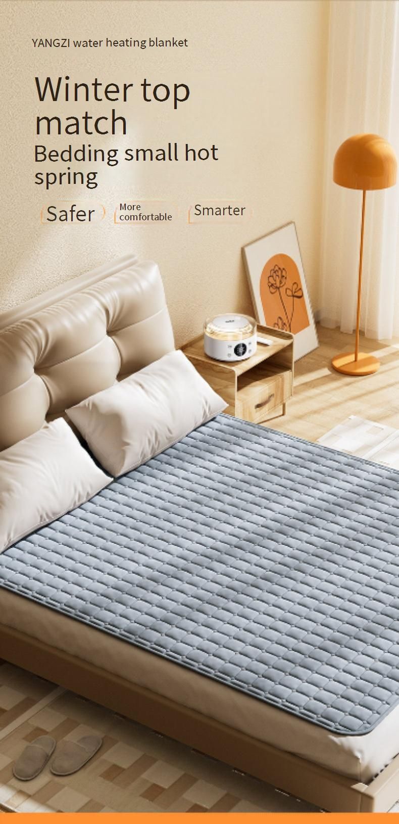 Coperta riscaldante idronica migliorata con telecomando e timer - Riscaldamento non a secco, 6 livelli regolabili, maglia ultra morbida_voghion.com