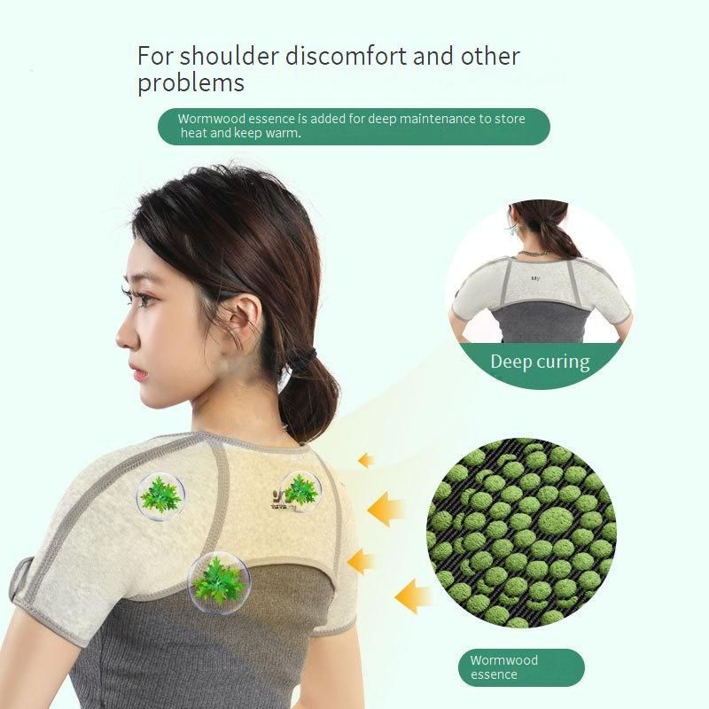 Schulterbandage mit Beifußkraut zur Linderung von Nacken- und Schulterschmerzen – Wärmespeichernd, verstellbar und atmungsaktiv für Damen und Herren – Für Winterschlaf und den täglichen Gebrauch_voghion.com