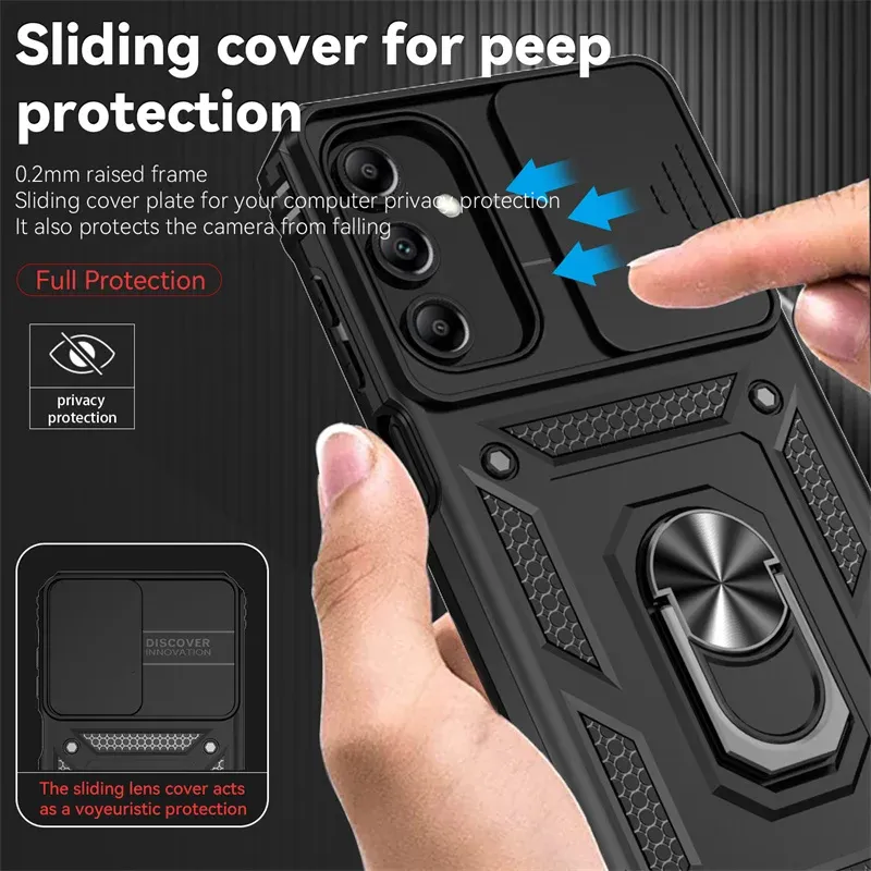 Coque de protection militaire pour Samsung Galaxy A16, A06, A15, A25, A35, A55 5G, S24FE, avec anneau de support_voghion.com