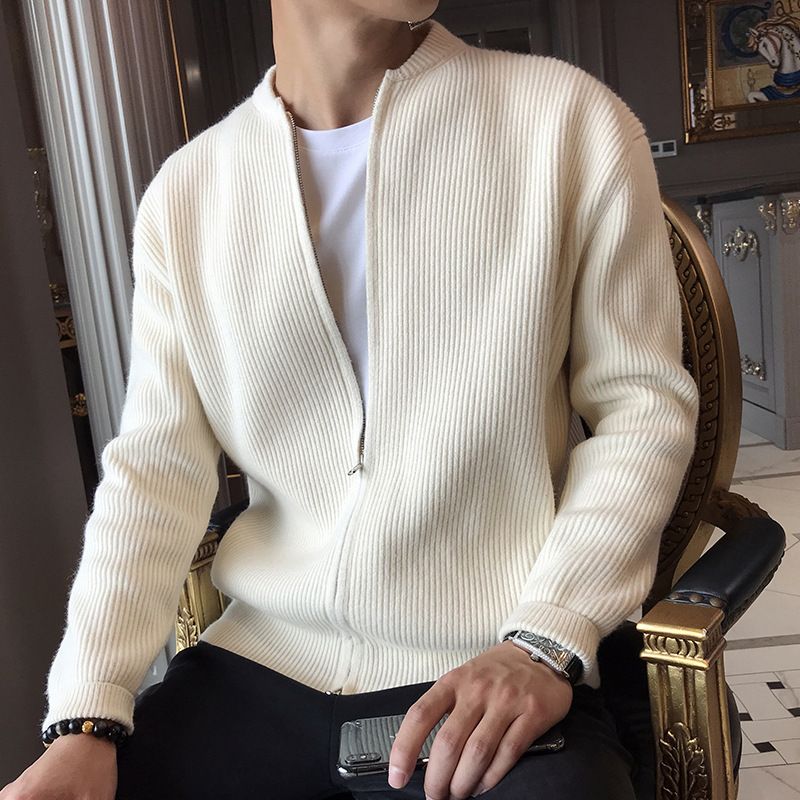 Nuova collezione autunno e inverno: maglione con collo alto, elegante capospalla da uomo, maglione lavorato a maglia con scollo a V, cardigan_voghion.com