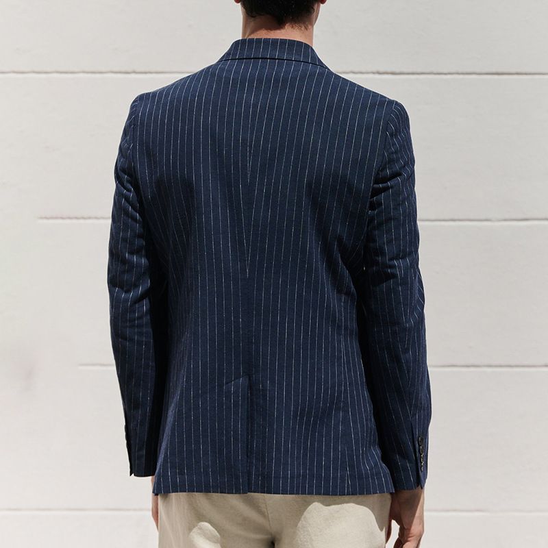 Herren Slim Fit Blazer Winter Business Casual Anzugjacke mit Streifendesign für Büro & Alltag_voghion.com