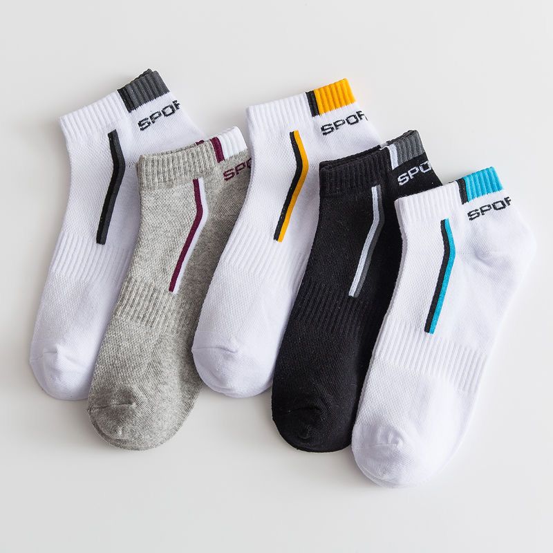Summer Thin Boat Socks Men's Short Socks Sweat Absorbent Breathable Letters Fashionable Mesh Spt Running Professional Sports Men's Socks_voghion.com