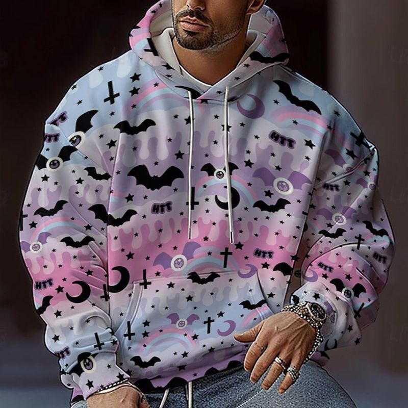 2024 Herbst und Winter Halloween 3D-gedrucktes Kürbiskopfelement Kapuzenpullover Lässiges Sweatshirt Herrenoberteil_voghion.com