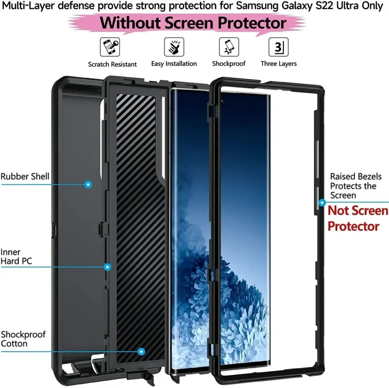 Armor Otter X Box Case fir Samsung Galaxy A55 S23 S22 S21 S20 S24 Ultra S10 S8 S9 Note 20 10 Heavy Duty Shockproof Armor Case_voghion.com