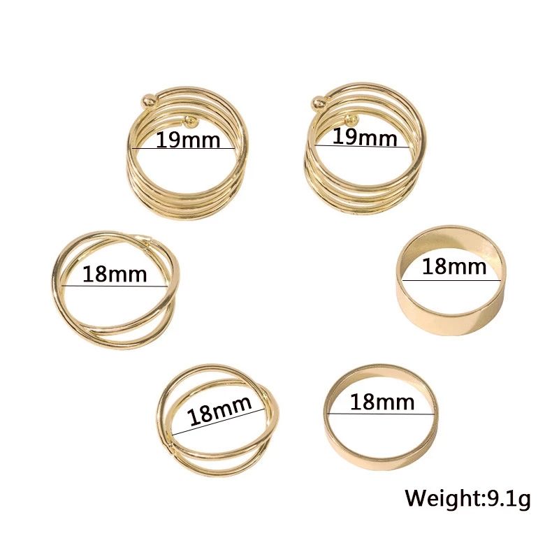 Pronto magazzino 5 pezzi/set stile coreano giapponese semplice tre perle ondulate combinazione personalità rete rossa anello di coda gioielli_voghion.com