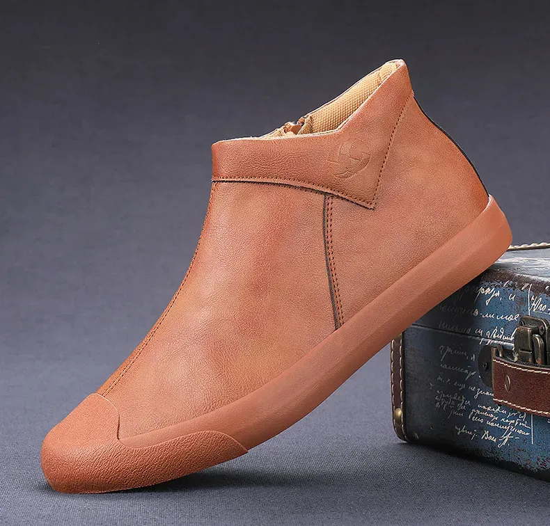 Winter Men's Boots, Slip-On Casual High-Top Shoes With Thick Leather 4 C7ddc_voghion.com