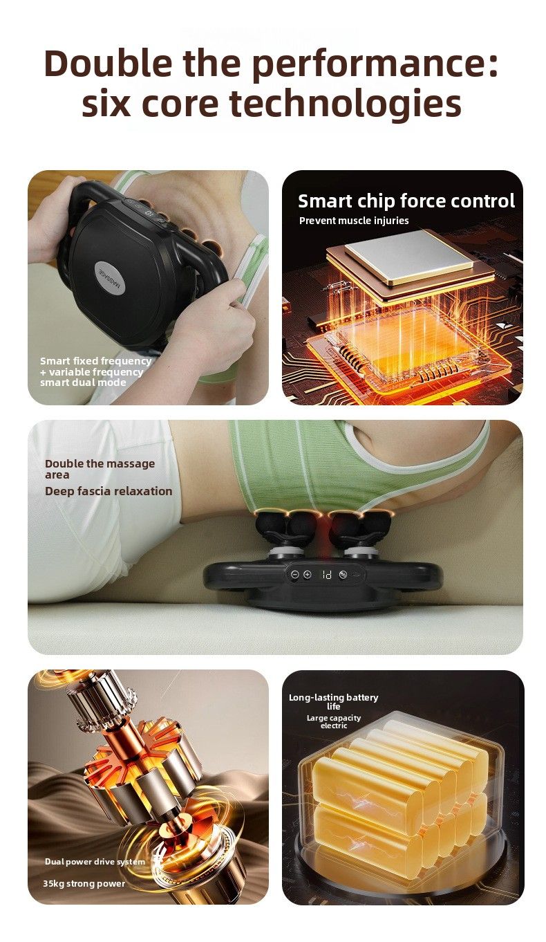 New 6-Head Muscle Relaxation Massage Device Vibration Neck Soft Head Fascia Gun Sports Student Special Edition_voghion.com